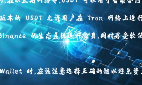 TPWallet 是一个多链数字货币钱包，它支持多种区块链资产，包括 USDT（泰达币）。USDT 本身是一种以美元为基础的稳定币，通常在多个区块链上发行，不同链上的 USDT 代表了同样的资产，但它们的技术和转移方式有所不同。以下是一些主要链上发行的 USDT 版本：

1. **Ethereum（ERC-20）**：这是 USDT 最早和最常用的版本，是在以太坊区块链上作为 ERC-20 代币发行的。在以太坊网络中，USDT 可以用于智能合约、去中心化金融（DeFi）等应用。

2. **Tron（TRC-20）**：由于以太坊交易费用较高，USDT 也在 Tron 网络上作为 TRC-20 代币发行。TRC-20 版本的 USDT 允许用户在 Tron 网络上进行更快、更便宜的交易。

3. **Binance Smart Chain（BEP-20）**：在币安智能链上，USDT 以 BEP-20 代币形式存在，用户可以利用 Binance 的生态系统进行交易，同时享受较低的手续费。

4. **其他链**：此外，USDT 还在其他一些区块链上发行，包括波场、EOS 和 Algorand 等。

因此，TPWallet 支持的 USDT 链是多样化的，用户可以根据不同的需求选择合适的链进行使用。用户在使用 TPWallet 时，应该注意选择正确的链以避免资产损失。